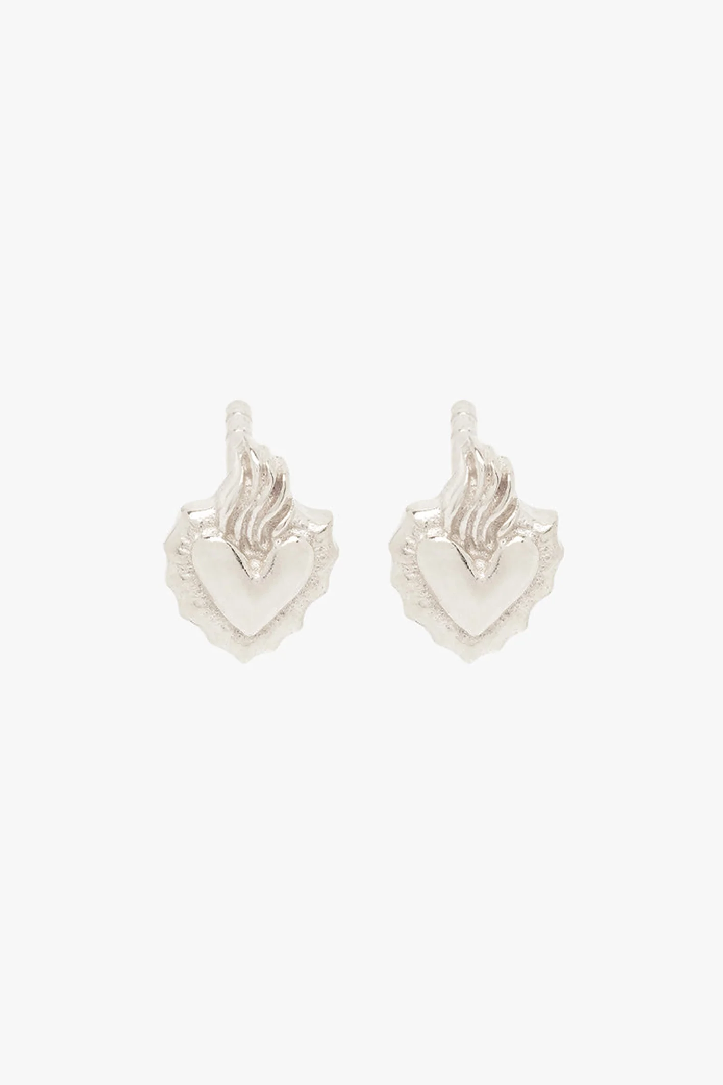 Flaming heart stud earring silver  - Image 6