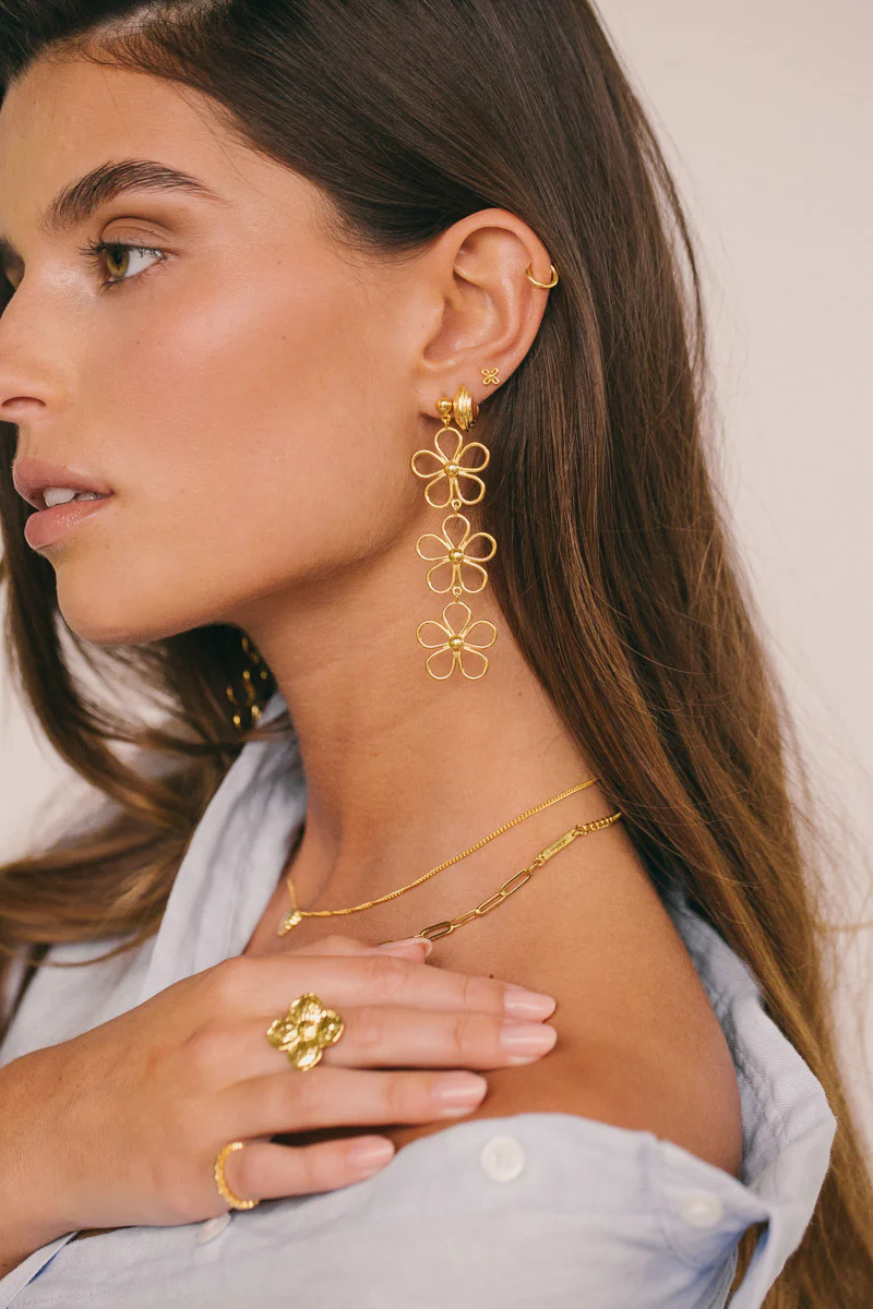 Flores Earring Gold Plated - Image 4