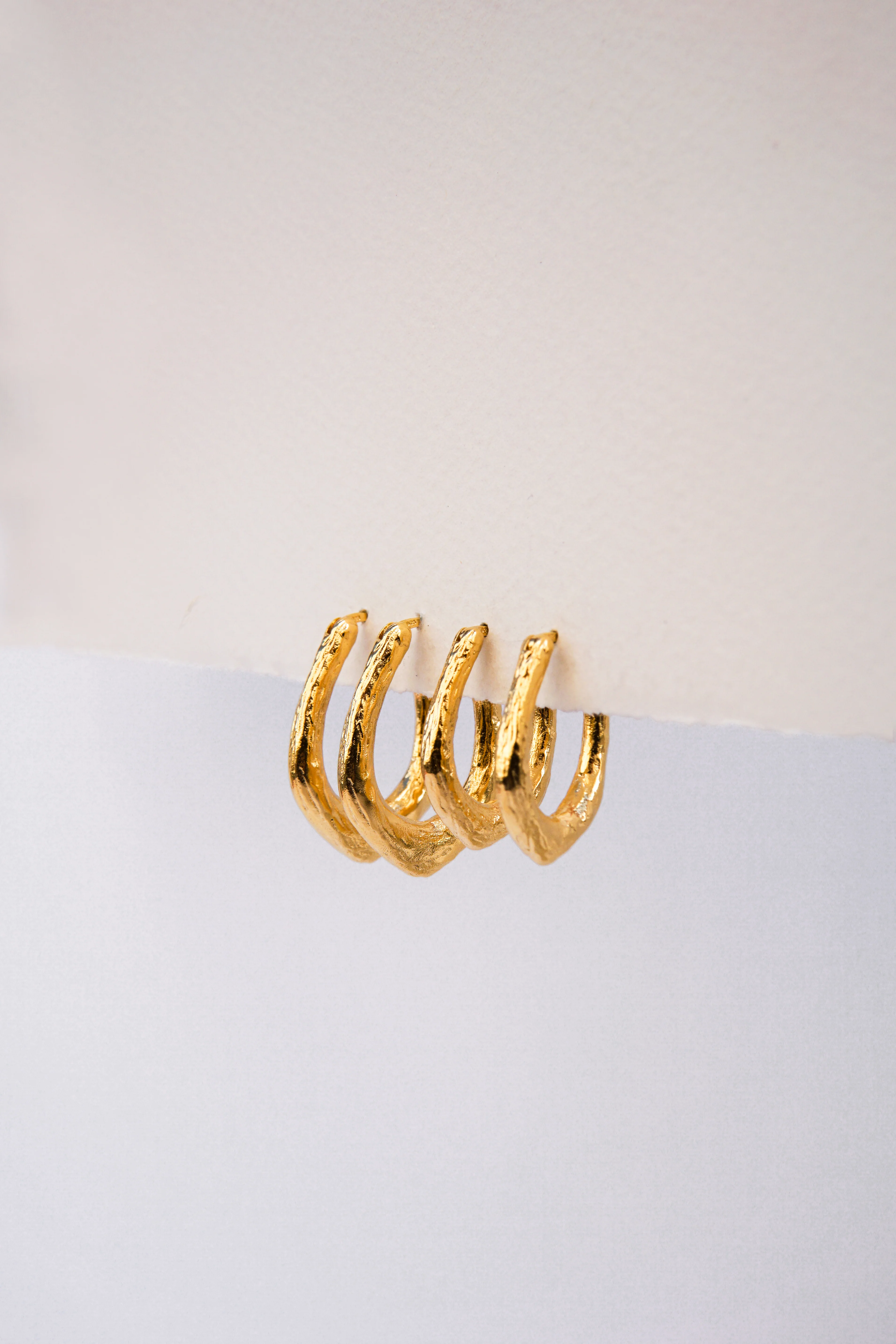 Organic Hammered Oval Hoop Gold Plated (20mm) - Image 6