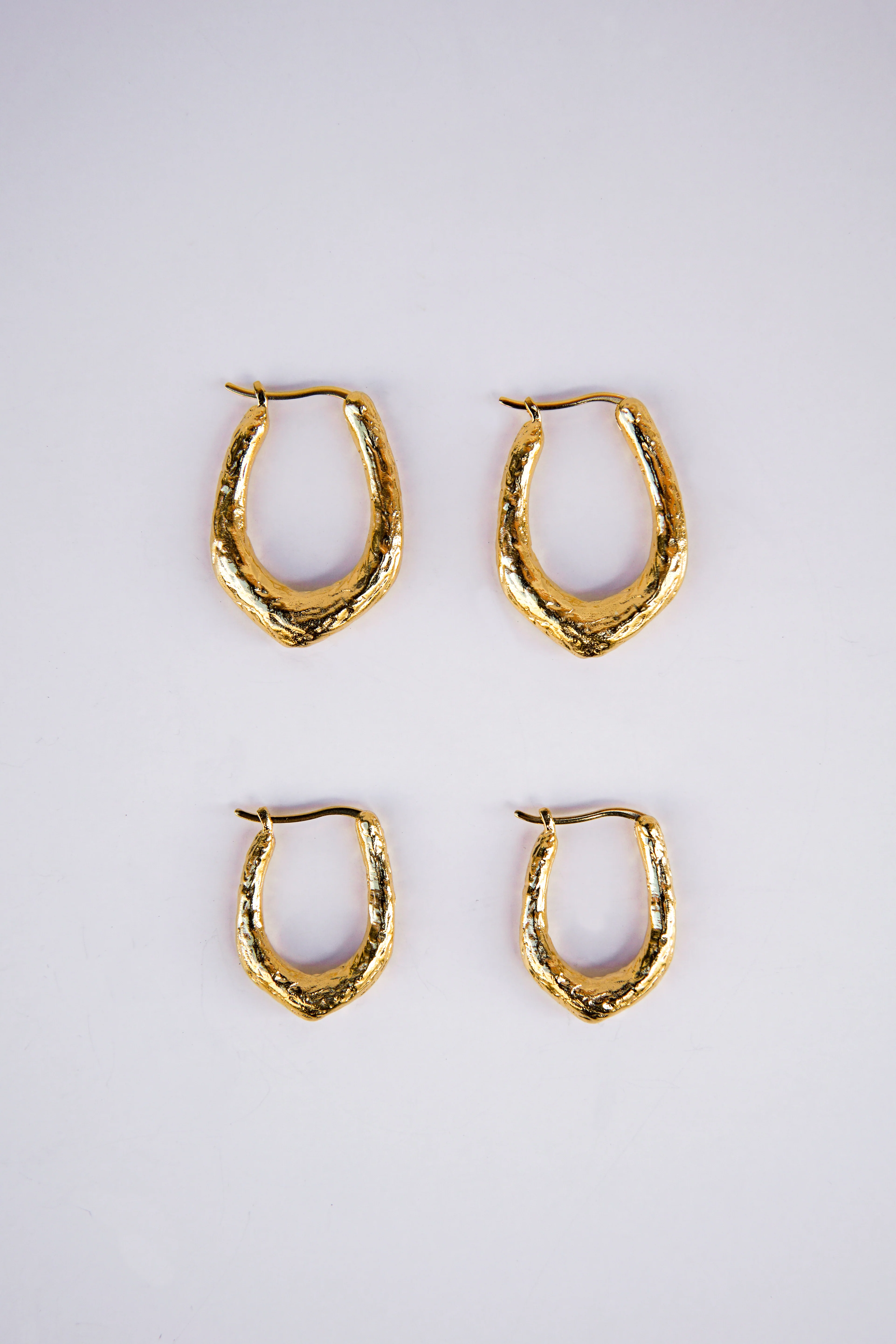 Organic Hammered Oval Hoop Gold Plated (25mm) - Image 7