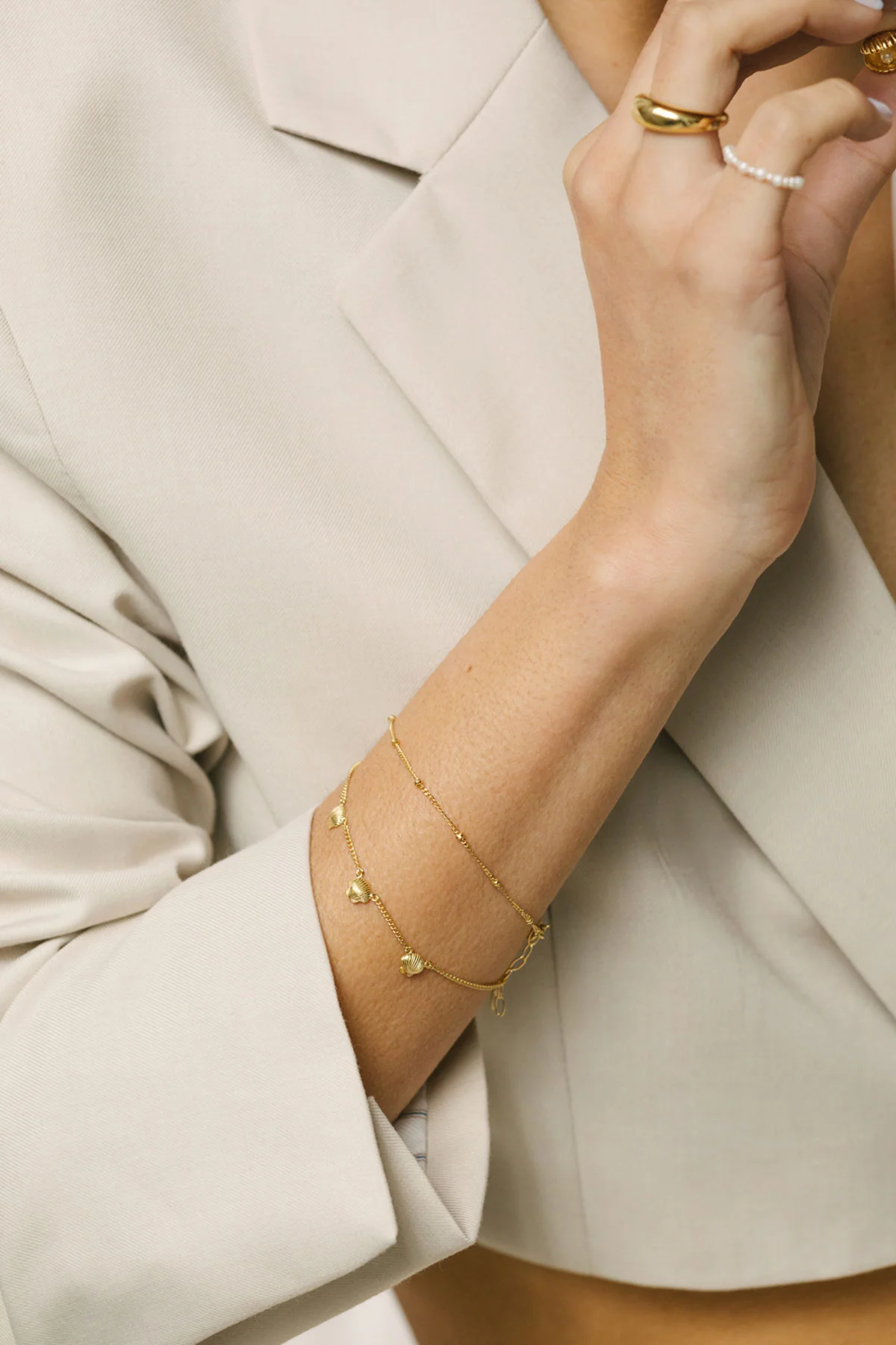 Stud chain bracelet gold plated - Image 4