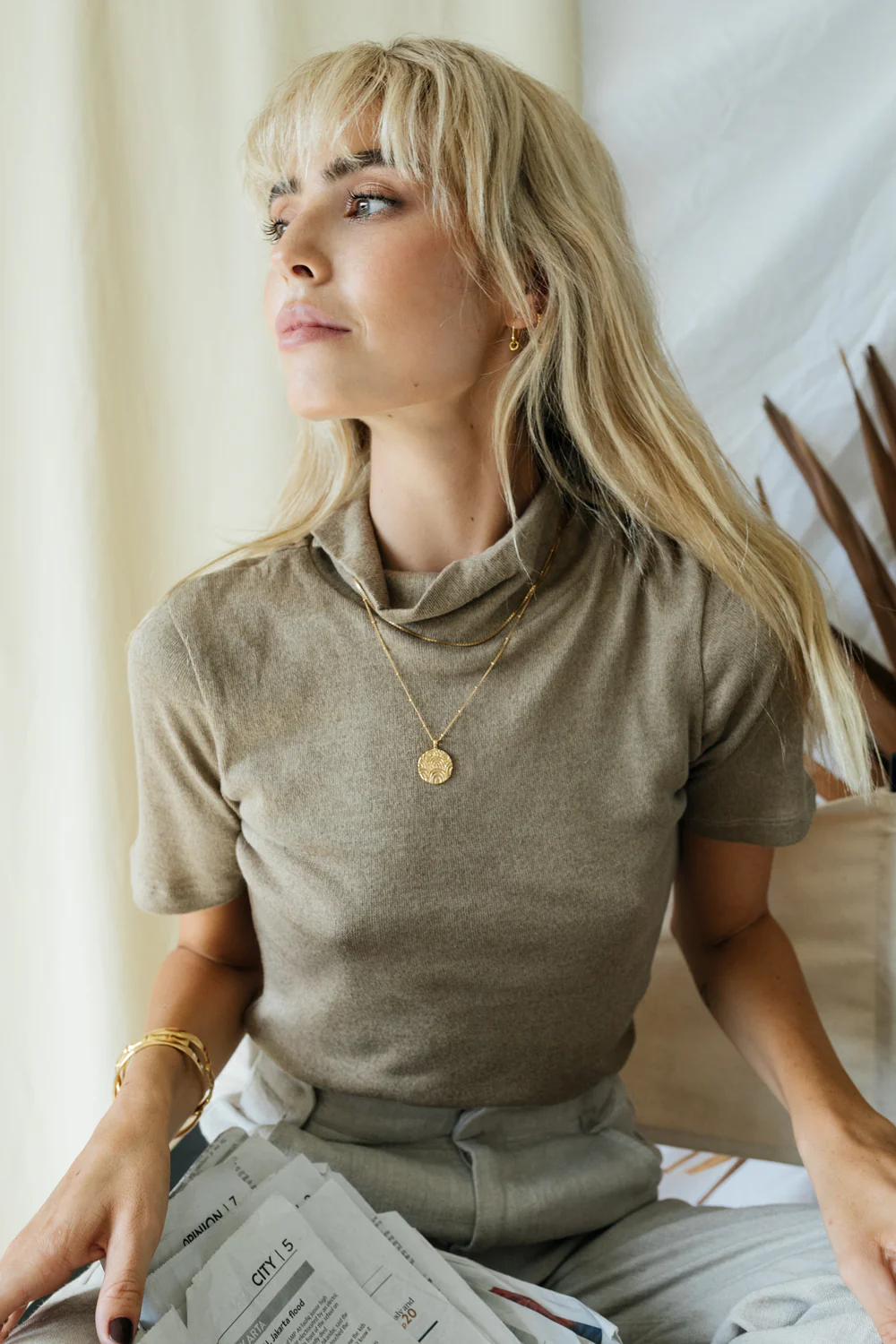 Stud chain necklace gold plated (45cm & 55cm) - Image 5